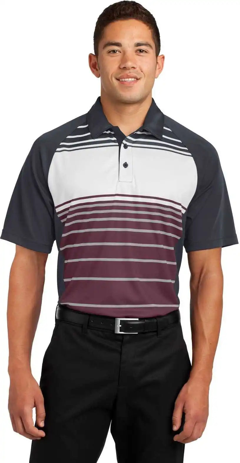 Sport-tek St600 Dry Zone Sublimated Stripe Polo - Maroon