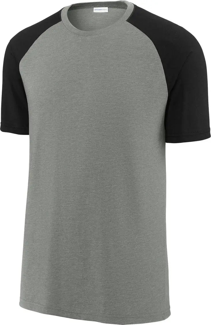 Sport-tek St6040 Halftime Raglan Tee - Black Vintage Heather
