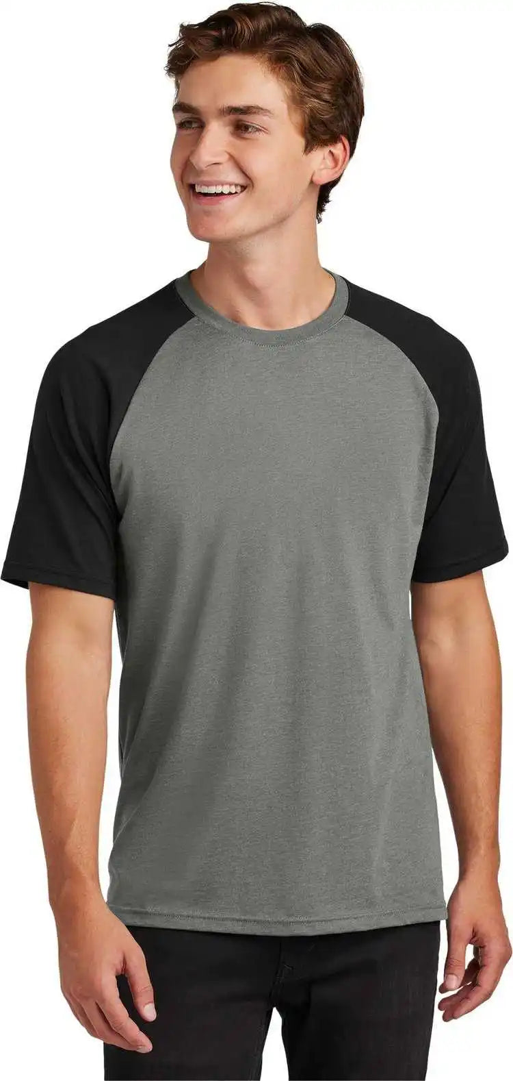 Sport Tek St6040 Halftime Raglan Tee Blk/vtghtr