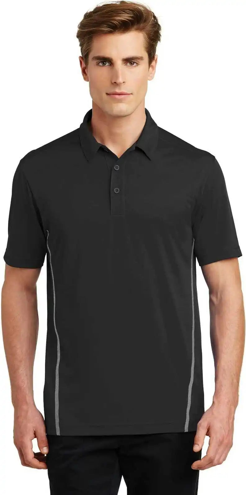 Sport-tek St620 Contrast Posicharge Tough Polo - Black Heather Gray