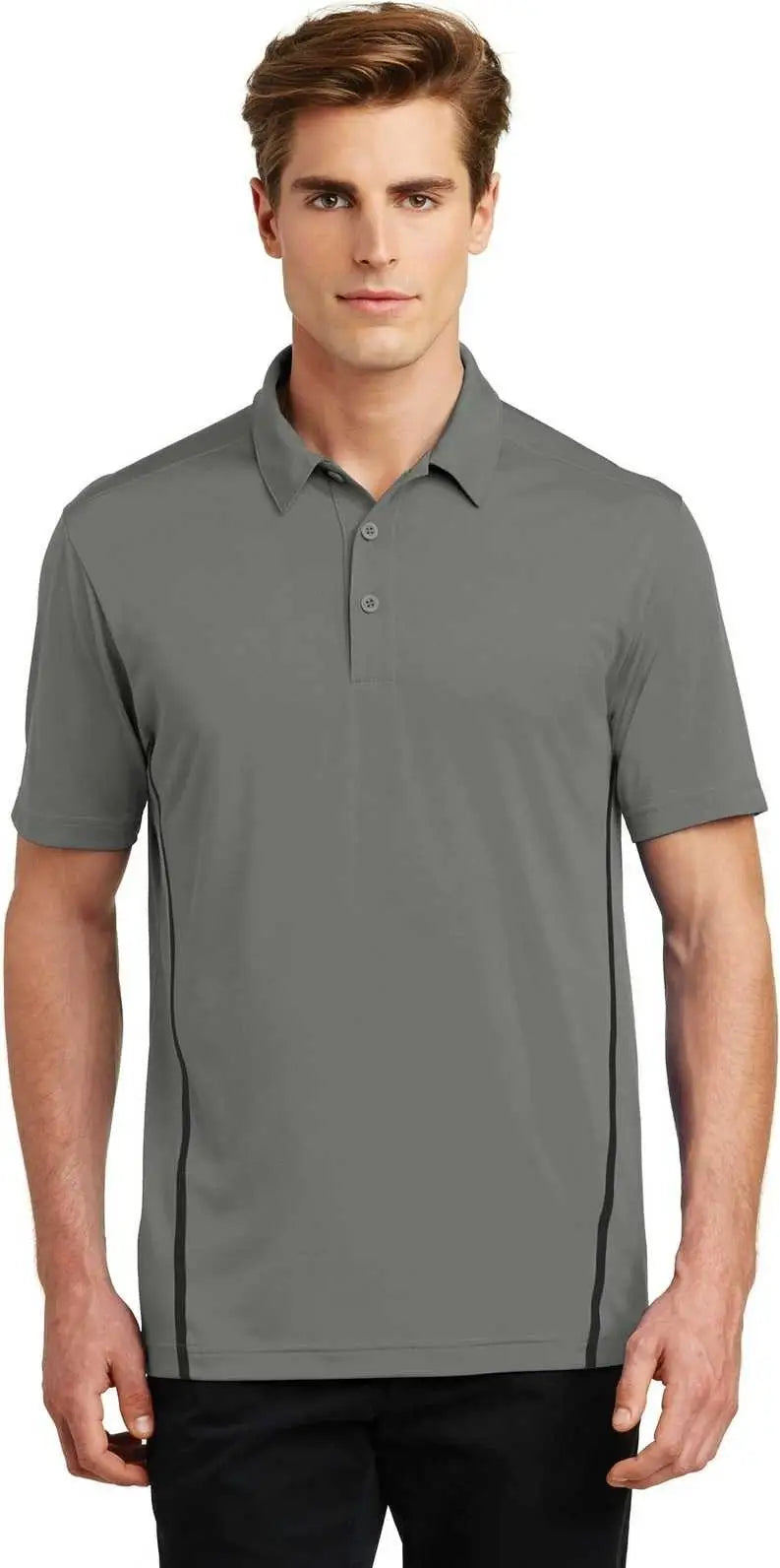 Sport-tek St620 Contrast Posicharge Tough Polo - Dark Smoke Gray Black
