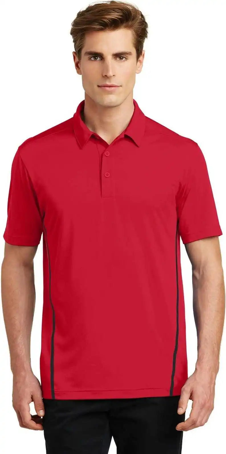 Sport-tek St620 Contrast Posicharge Tough Polo - Deep Red Black