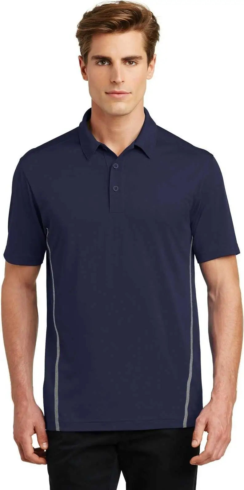 Sport-tek St620 Contrast Posicharge Tough Polo - True Navy Heather Gray