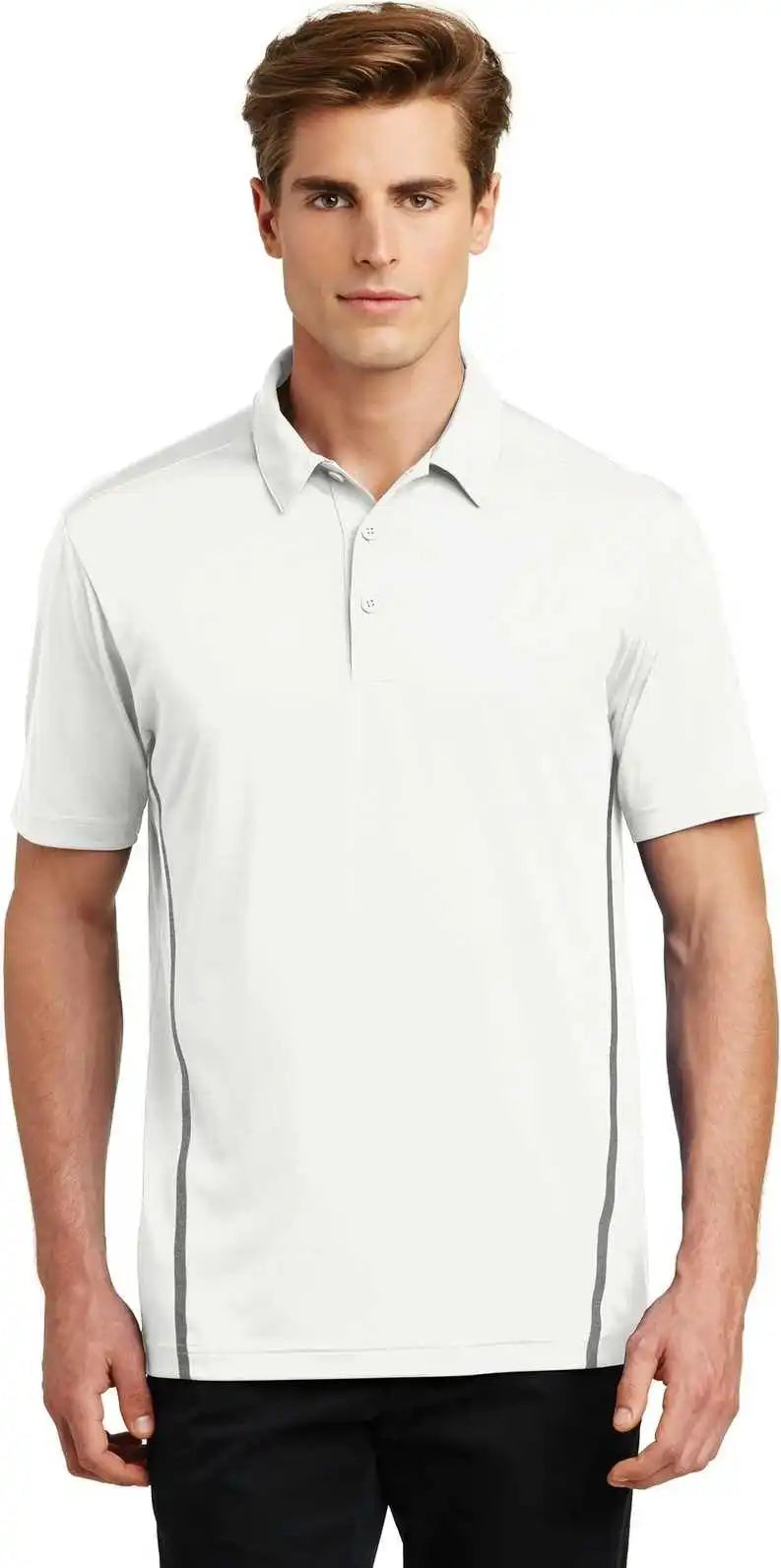 Sport-tek St620 Contrast Posicharge Tough Polo - White Heather Gray