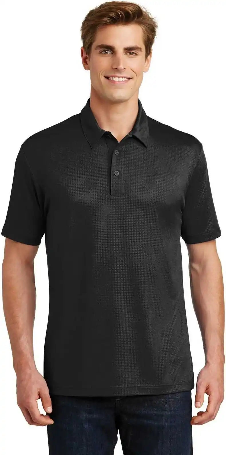 Sport Tek St630 Embossed Posicharge Tough Polo Black