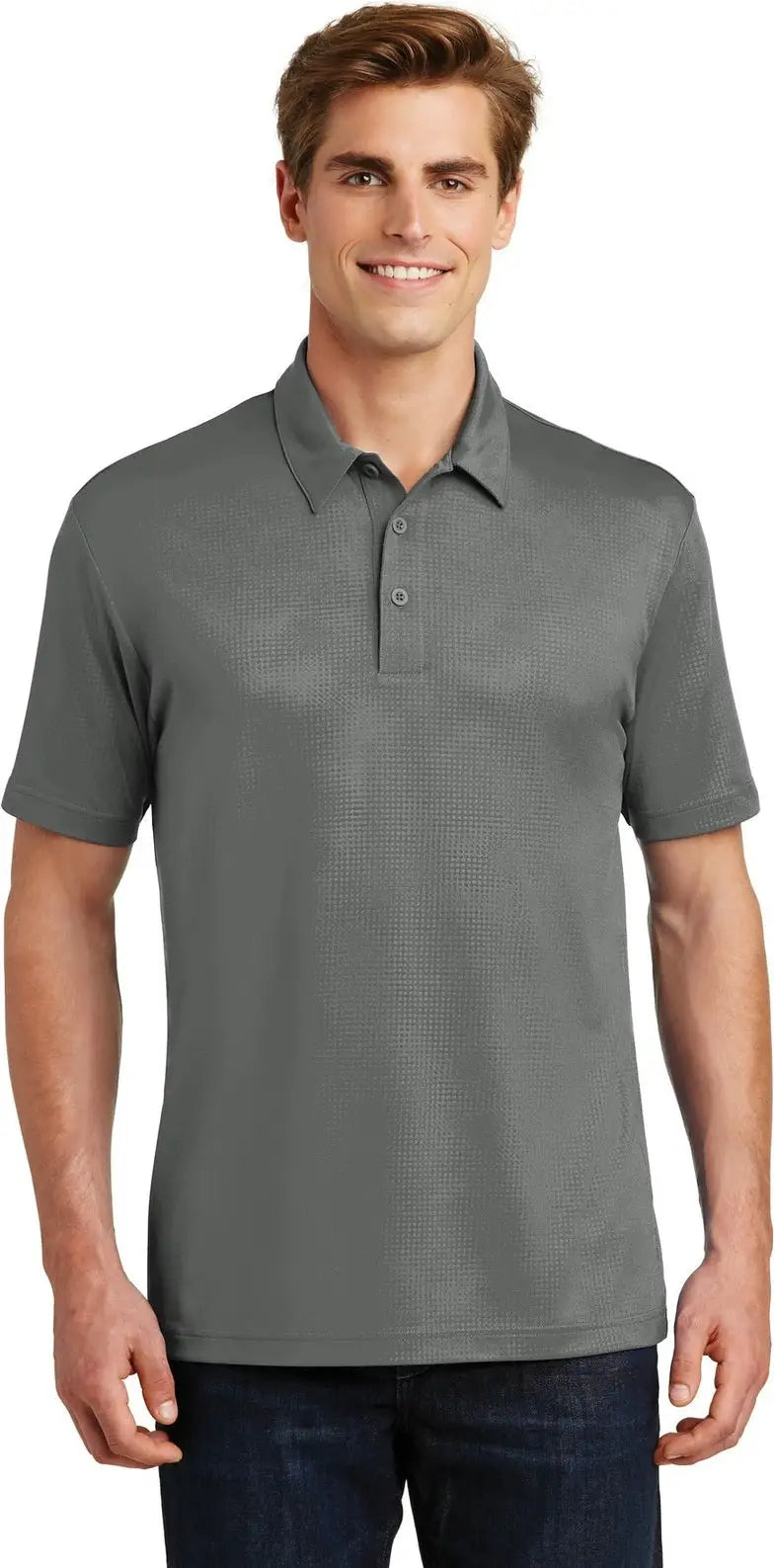 Sport-tek St630 Embossed Posicharge Tough Polo - Dark Smoke Gray - Adult Xs
