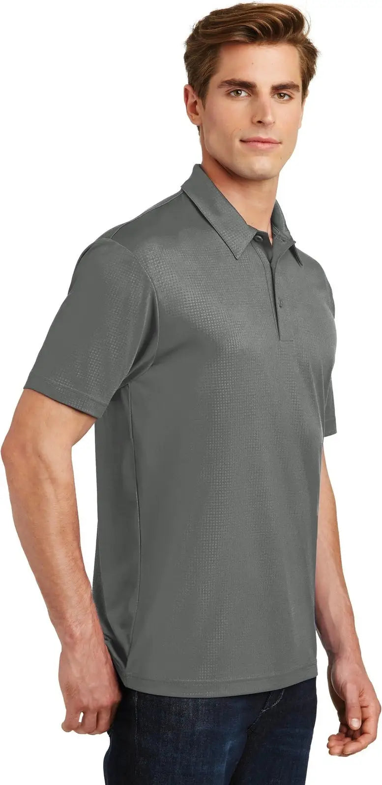 Sport-tek St630 Embossed Posicharge Tough Polo - Dark Smoke Gray