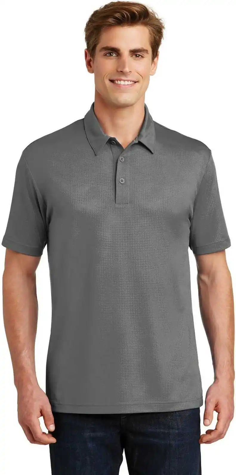 Sport Tek St630 Embossed Posicharge Tough Polo Dark Smoke Gray