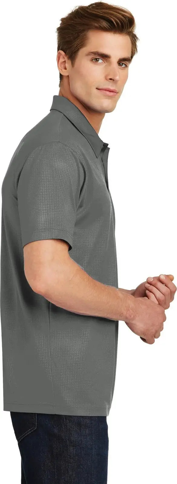 Sport-tek St630 Embossed Posicharge Tough Polo - Dark Smoke Gray