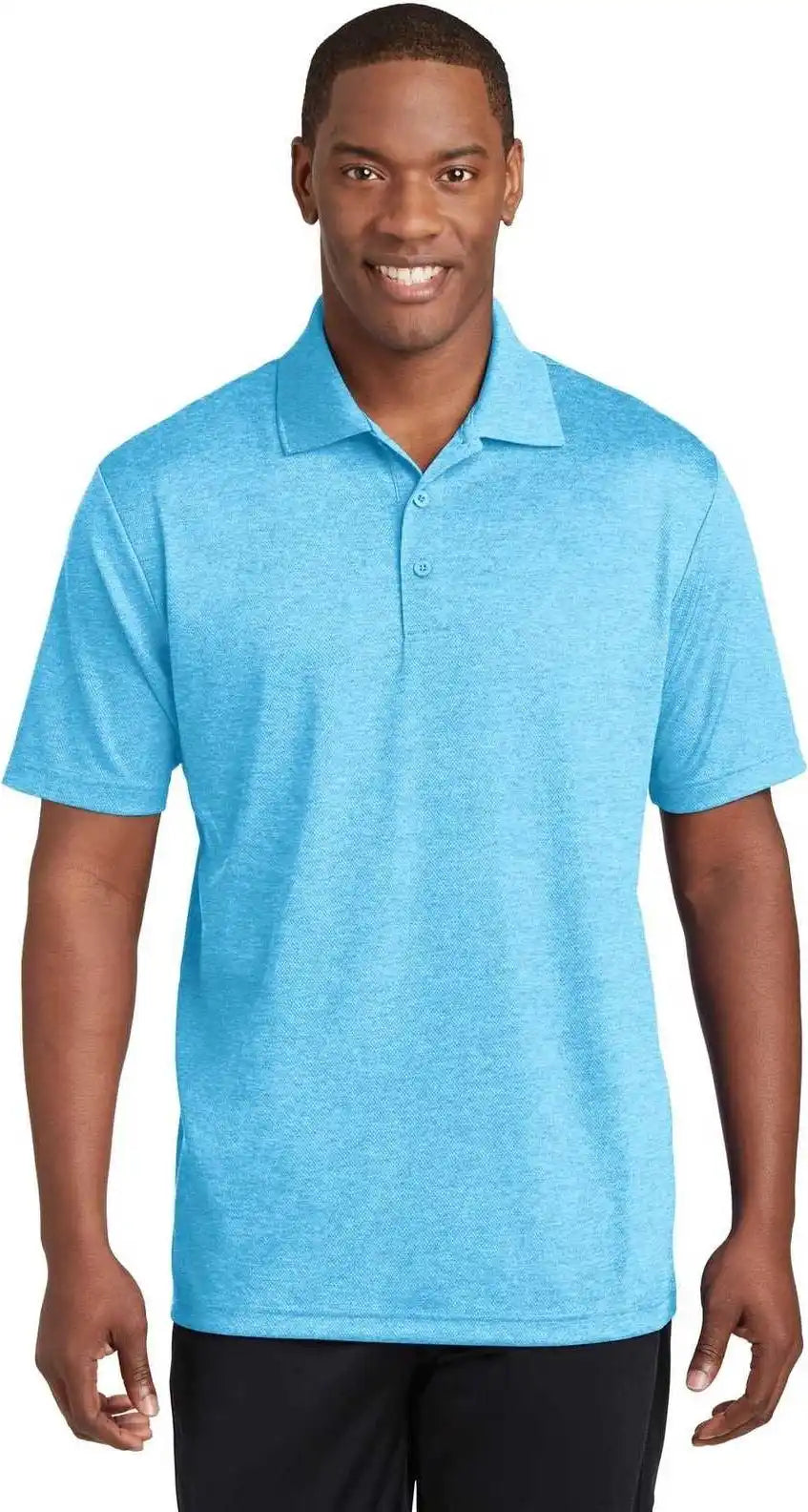 Sport Tek St640 Posicharge Racermesh Polo Pond Blue Heather