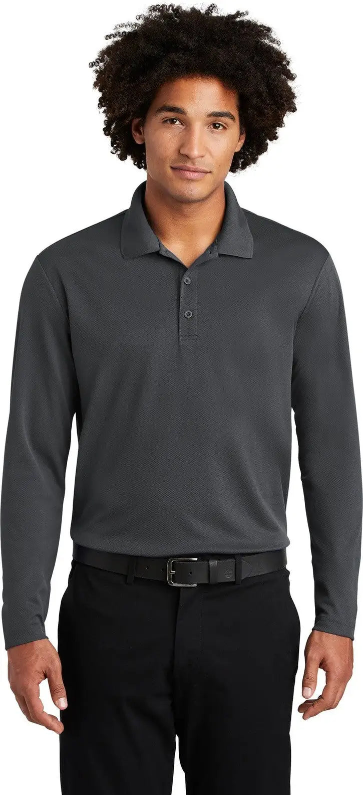 Sport-tek St640ls Posicharge Racermesh Long Sleeve Polo - Graphite - Adult Xs