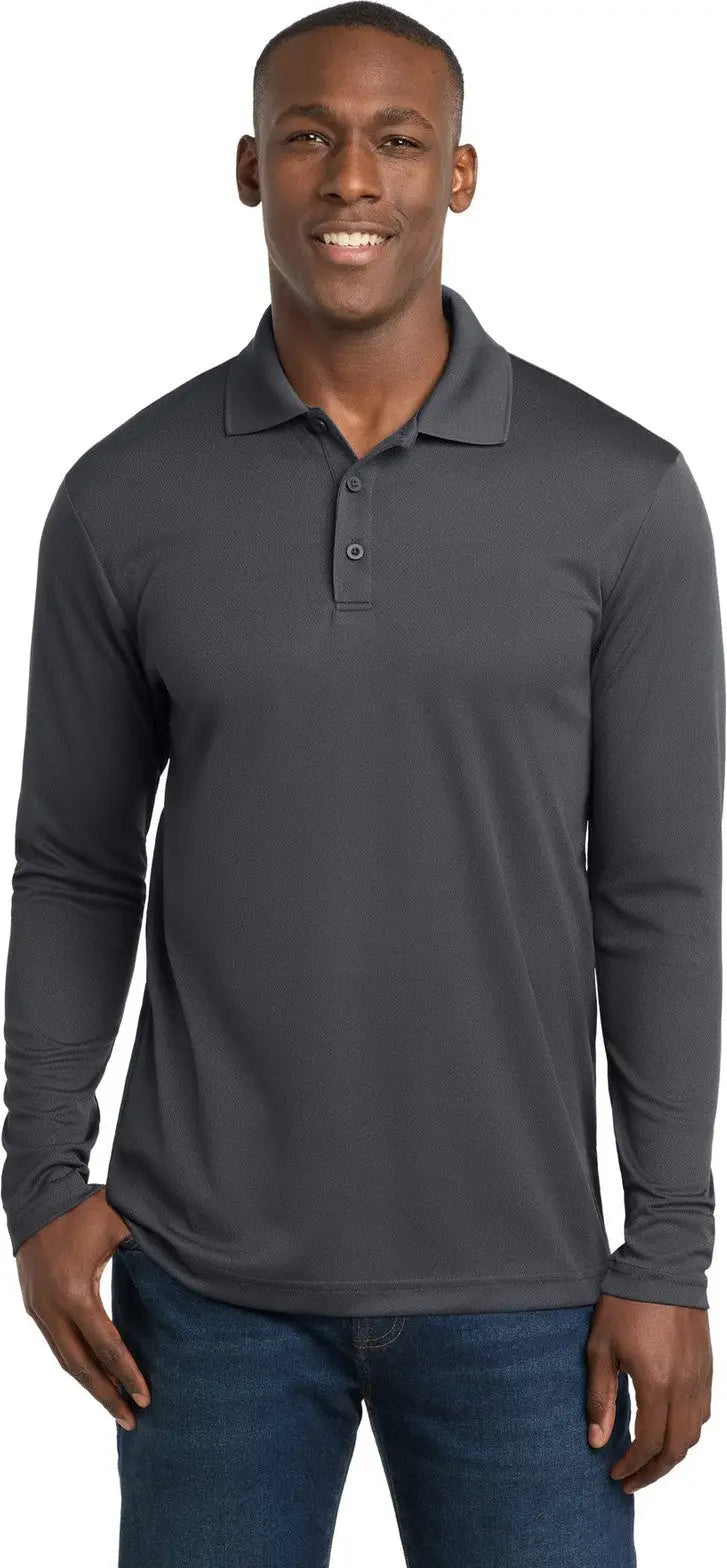 Sport-tek St640ls Posicharge Racermesh Long Sleeve Polo - Graphite
