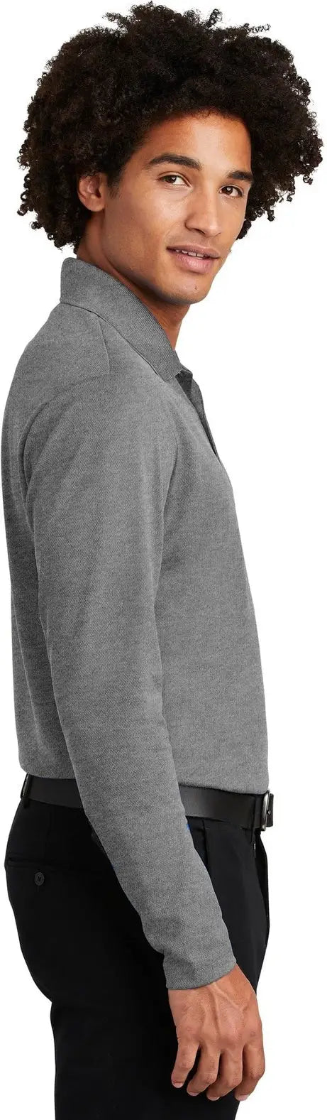 Sport-tek St640ls Posicharge Racermesh Long Sleeve Polo - Gray Heather