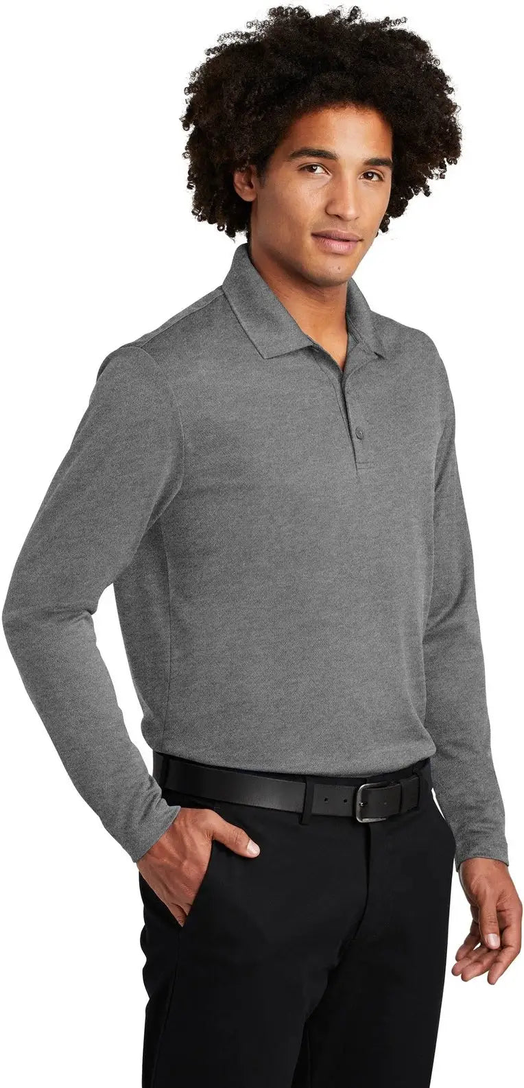Sport-tek St640ls Posicharge Racermesh Long Sleeve Polo - Gray Heather
