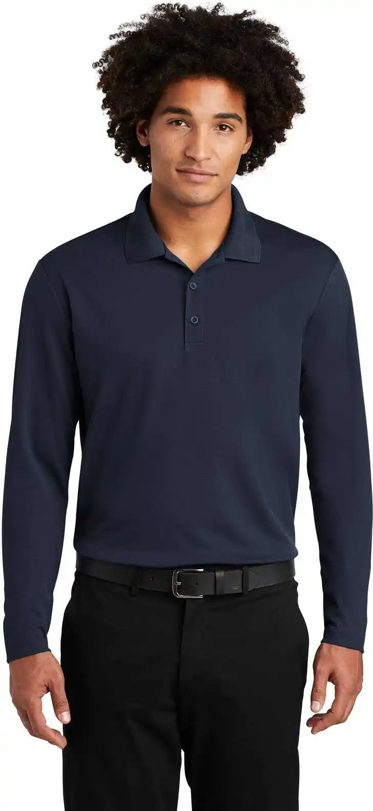 Sport Tek St640ls Posicharge Racermesh Long Sleeve Polo True Navy