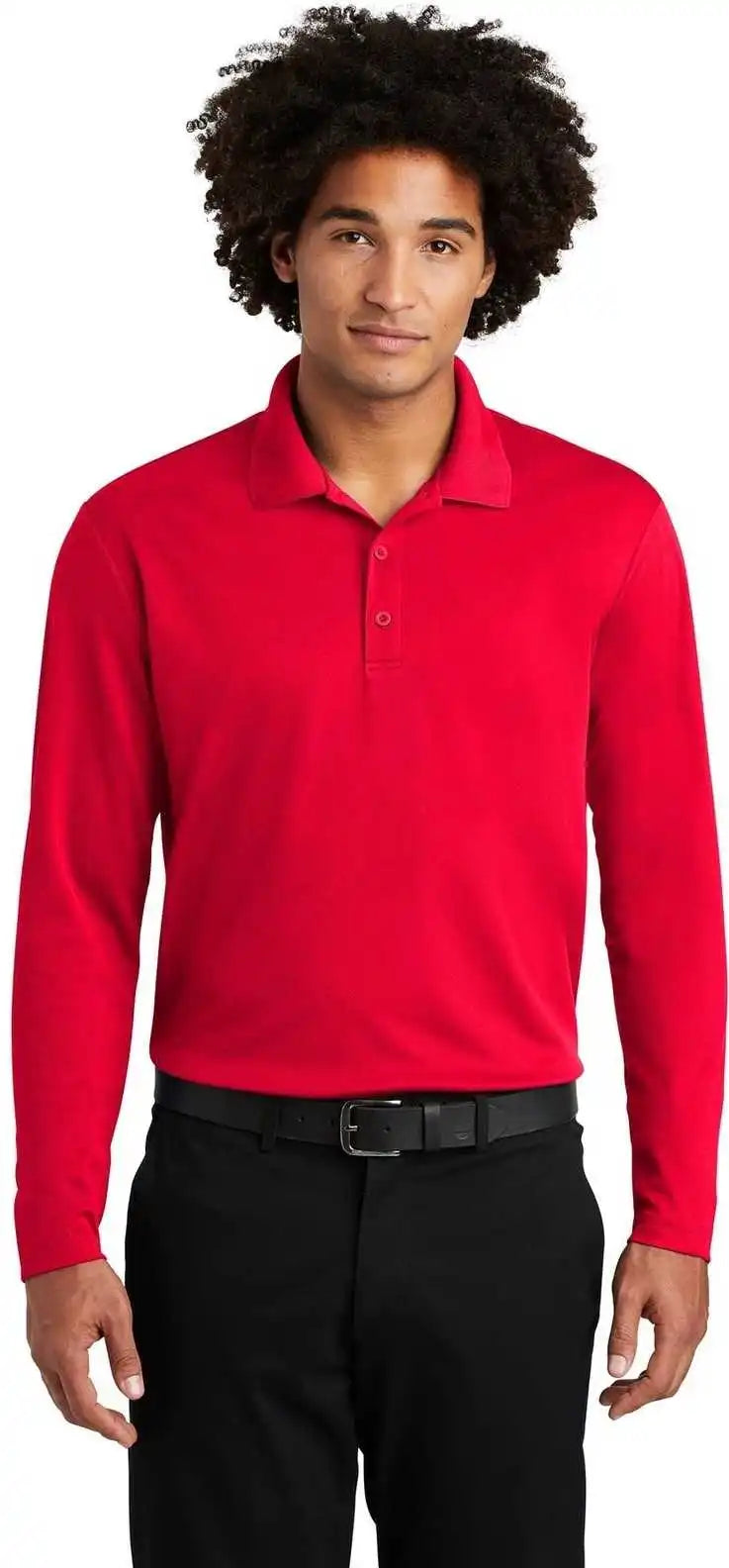 Sport Tek St640ls Posicharge Racermesh Long Sleeve Polo True Red