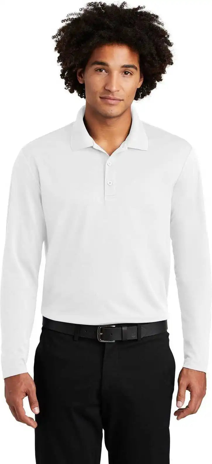 Sport Tek St640ls Posicharge Racermesh Long Sleeve Polo White