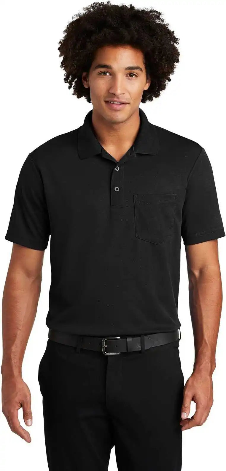 Sport Tek St640p Posicharge Racermesh Pocket Polo Black