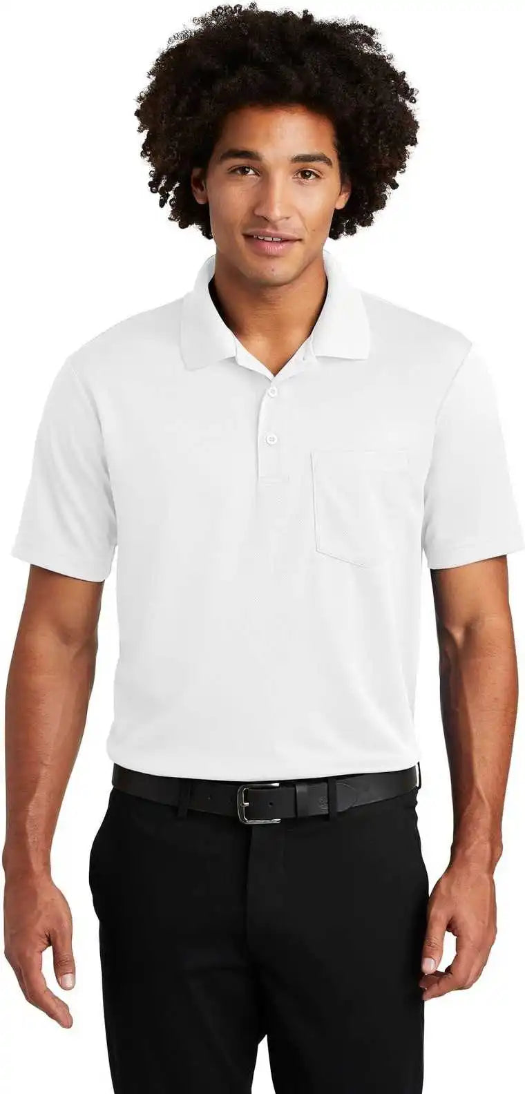 Sport Tek St640p Posicharge Racermesh Pocket Polo White