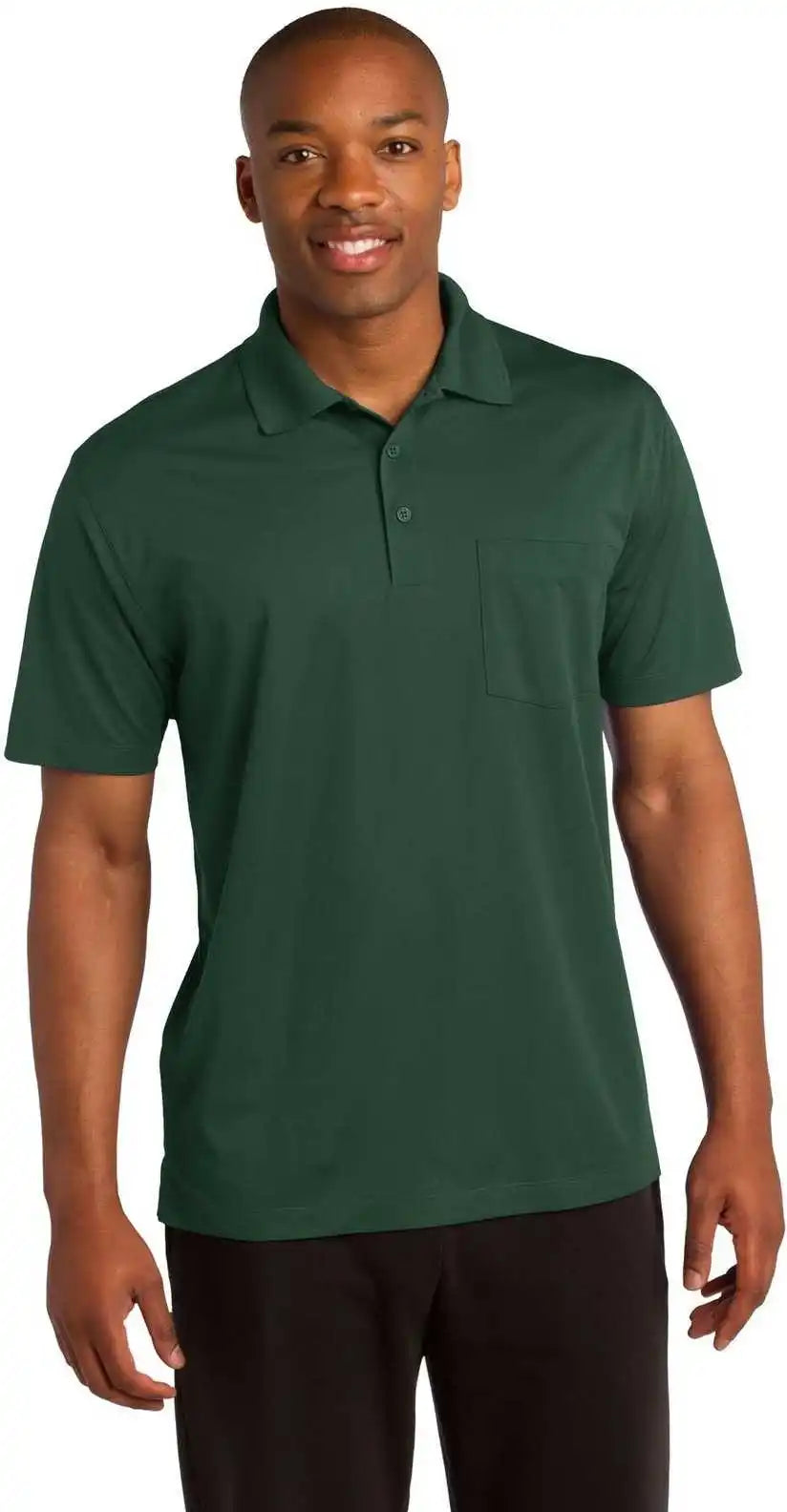 Sport Tek St651 Micropique Wick Pocket Polo Forest Green