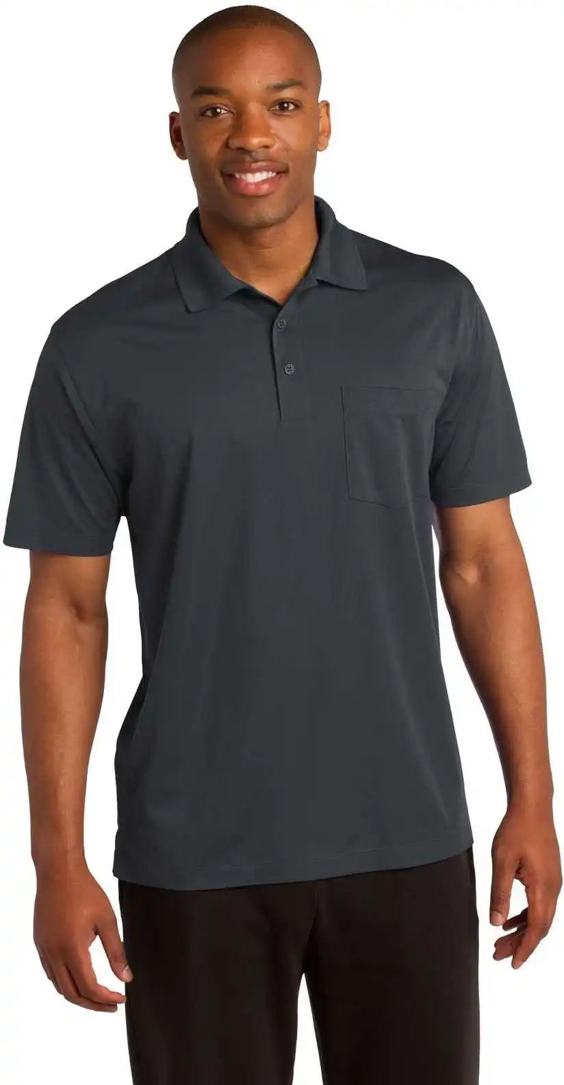 Sport Tek St651 Micropique Wick Pocket Polo Iron Gray