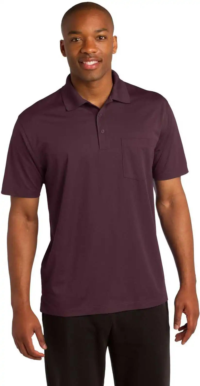 Sport Tek St651 Micropique Wick Pocket Polo Maroon