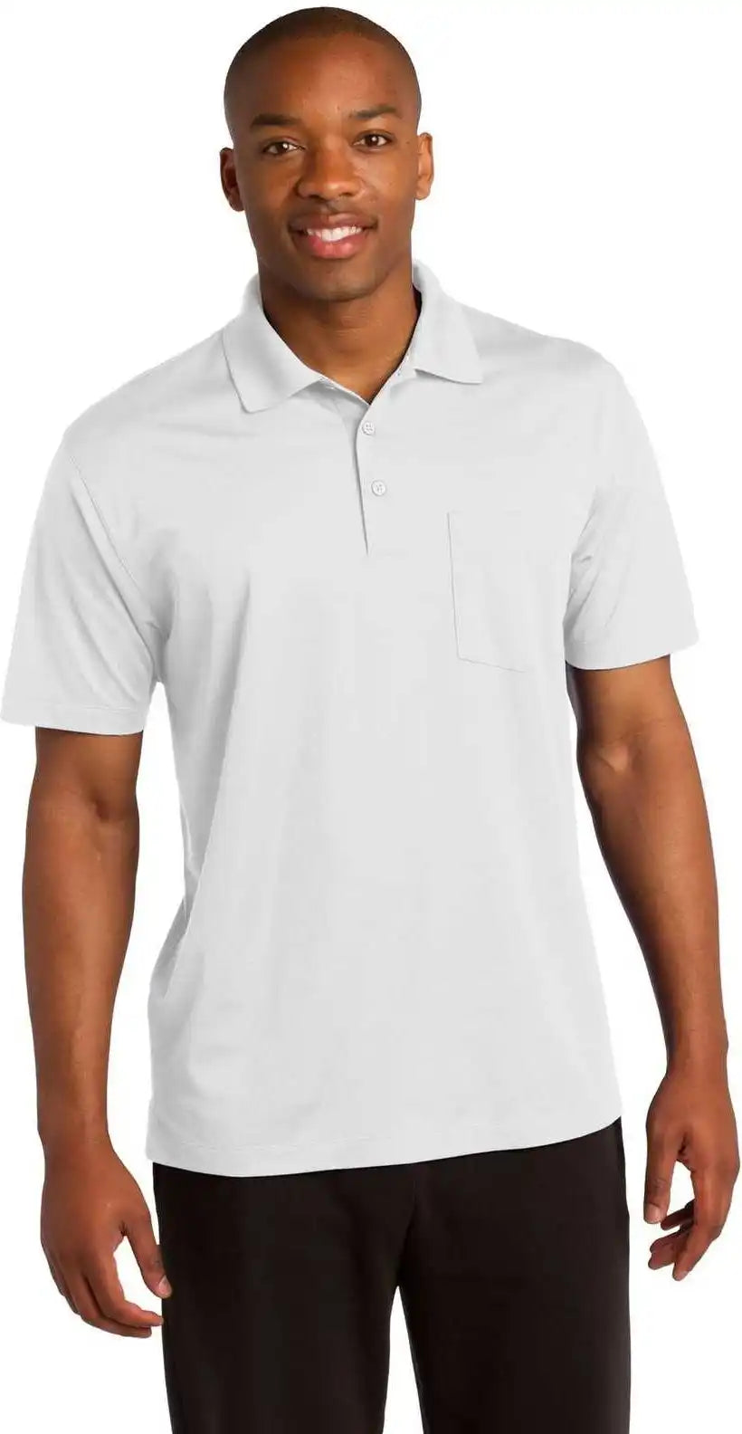 Sport Tek St651 Micropique Wick Pocket Polo White