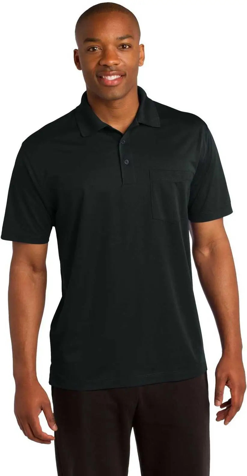 Sport-tek St651 Micropique Sport-wick Pocket Polo - Black