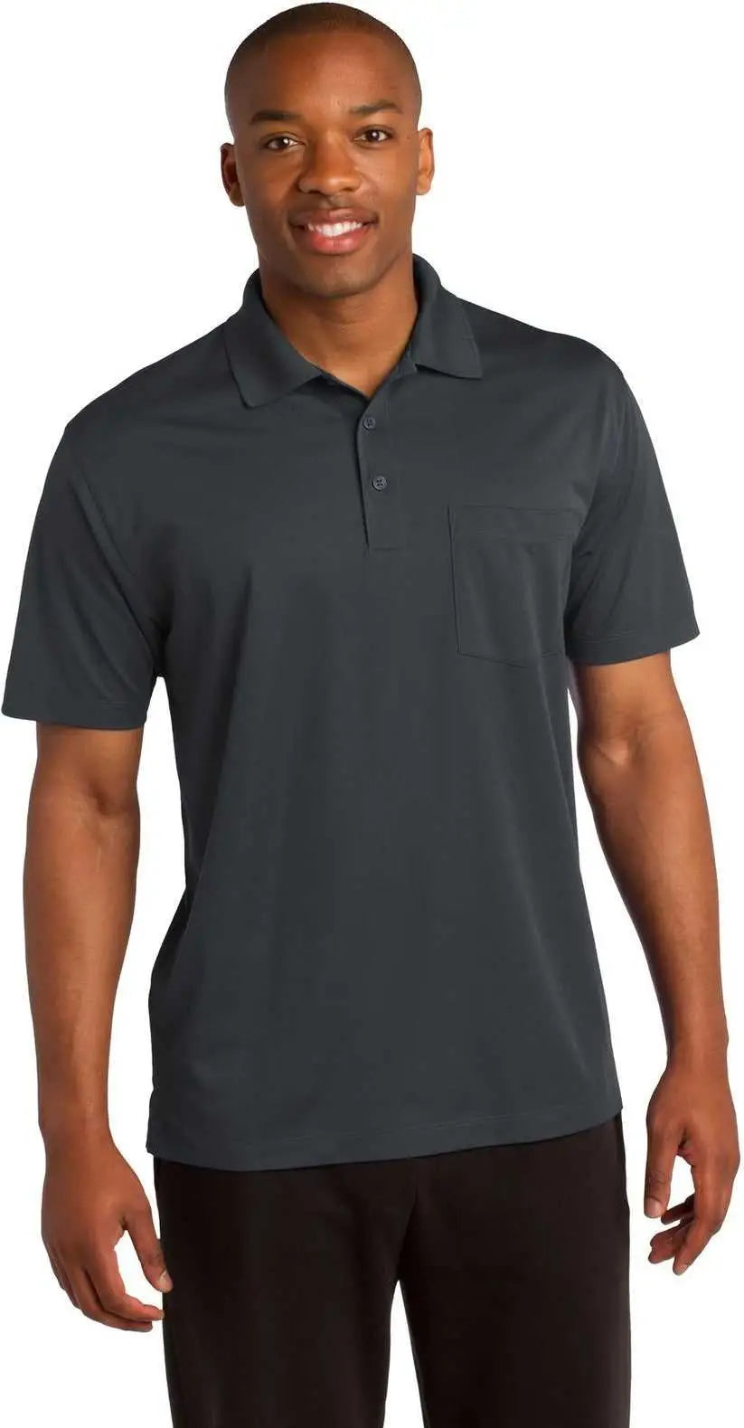 Sport-tek St651 Micropique Sport-wick Pocket Polo - Iron Grey