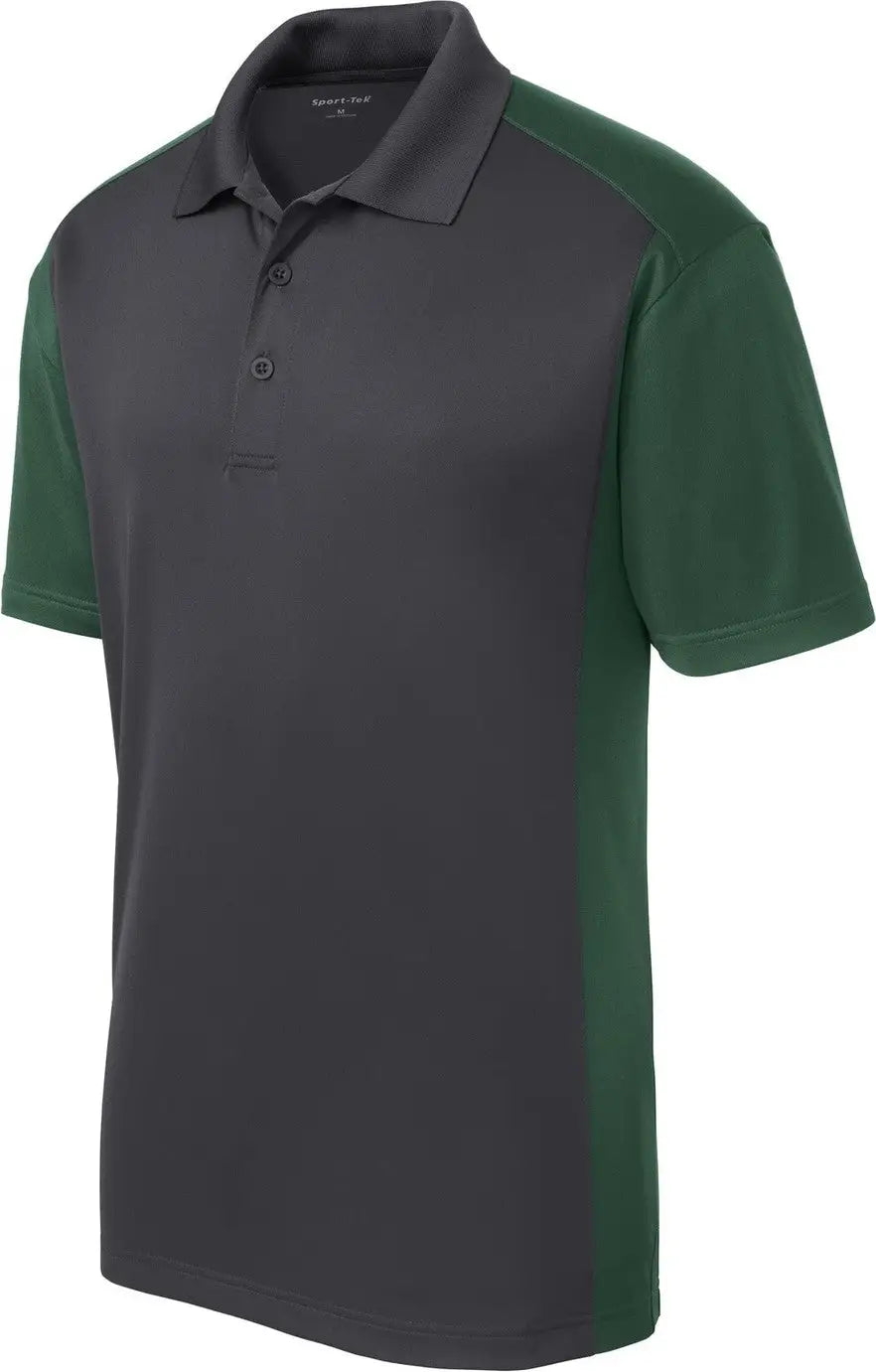 Sport-tek St652 Colorblock Micropique Sport-wick Polo - Iron Gray Forest Green