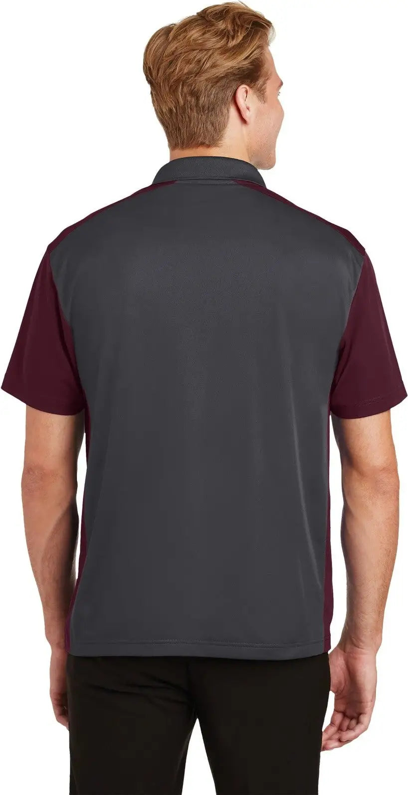 Sport-tek St652 Colorblock Micropique Sport-wick Polo - Iron Gray Maroon