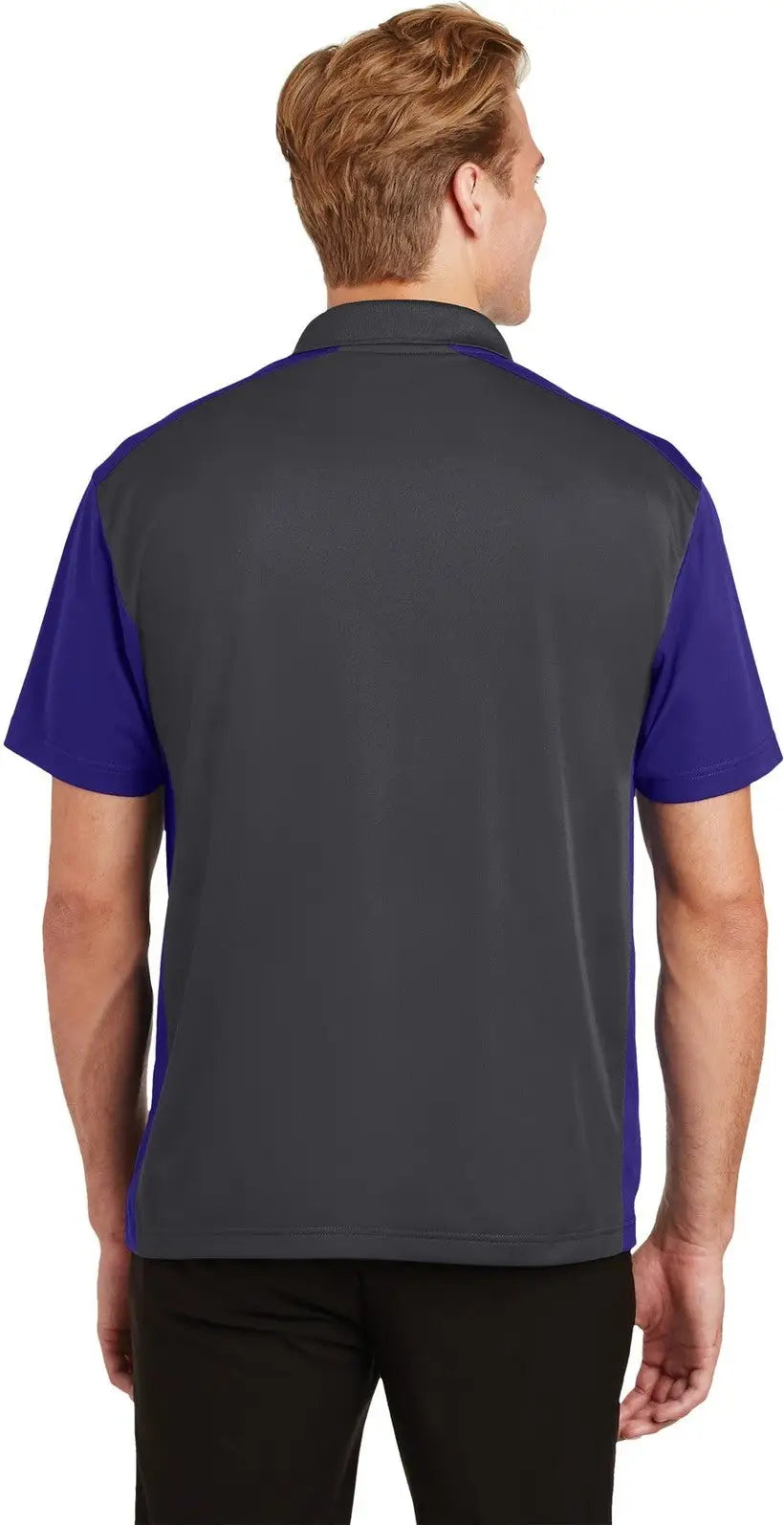 Sport-tek St652 Colorblock Micropique Sport-wick Polo - Iron Gray Purple