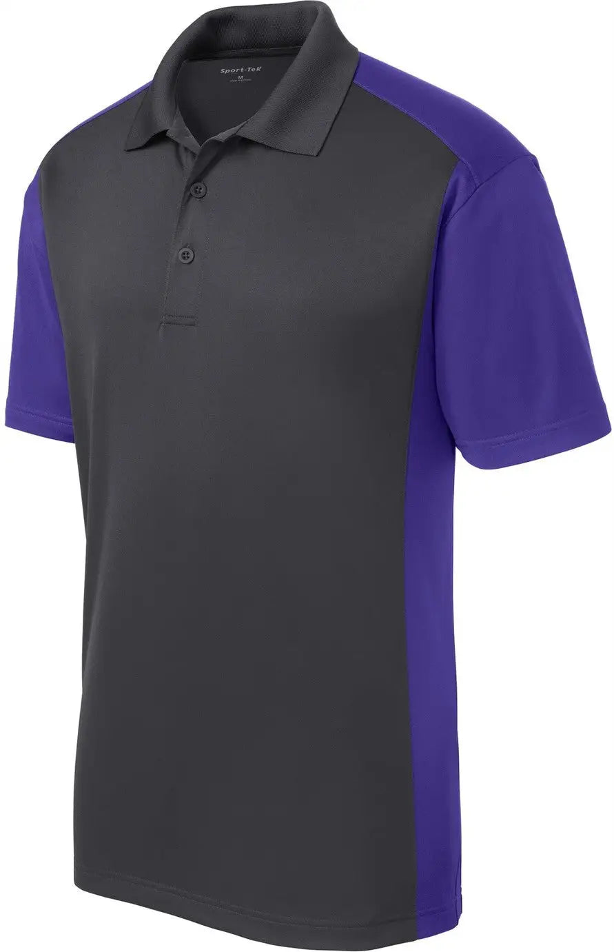 Sport-tek St652 Colorblock Micropique Sport-wick Polo - Iron Gray Purple