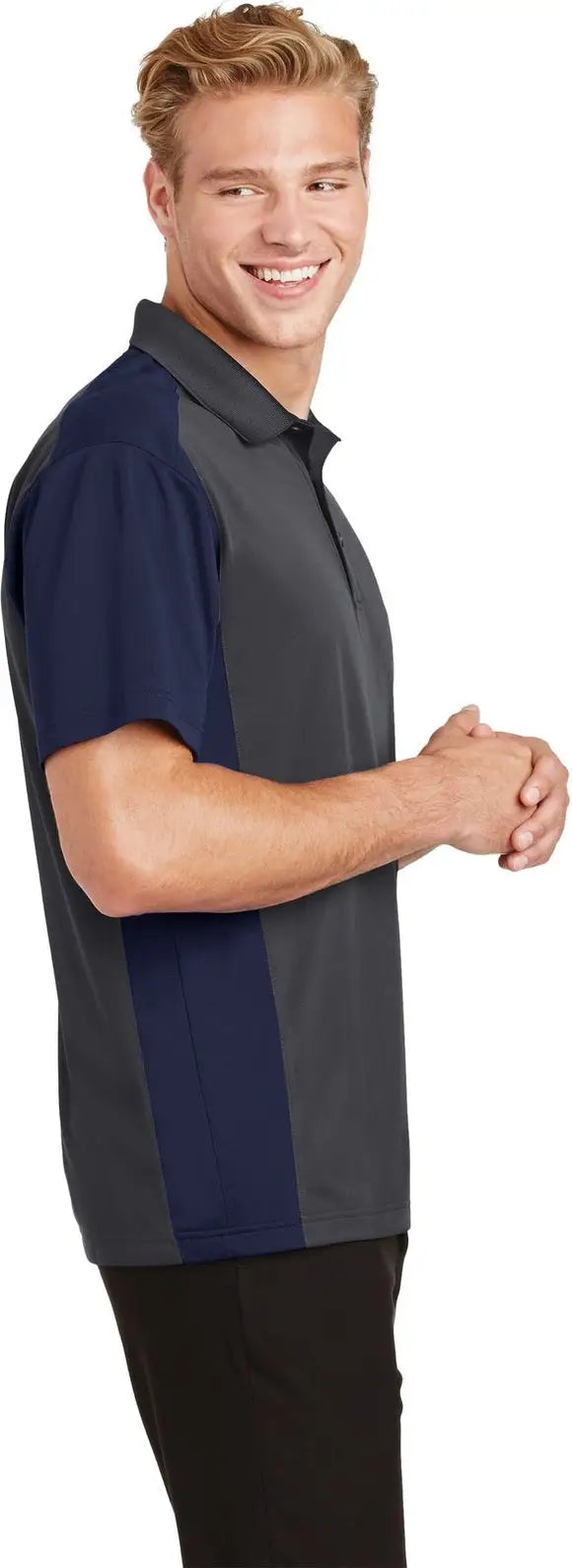 Sport-tek St652 Colorblock Micropique Sport-wick Polo - Iron Gray True Navy