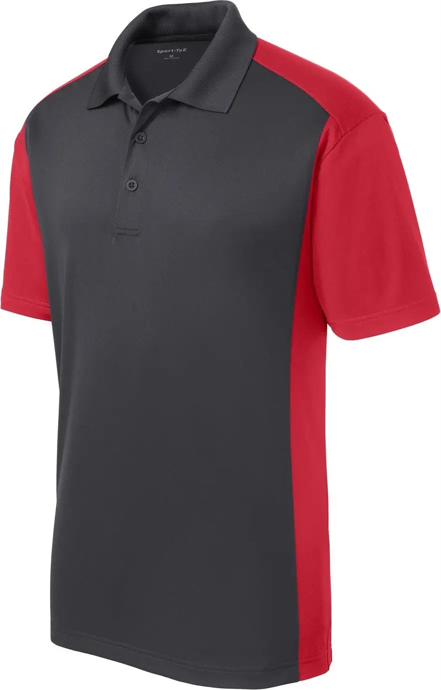 Sport-tek St652 Colorblock Micropique Sport-wick Polo - Iron Gray True Red