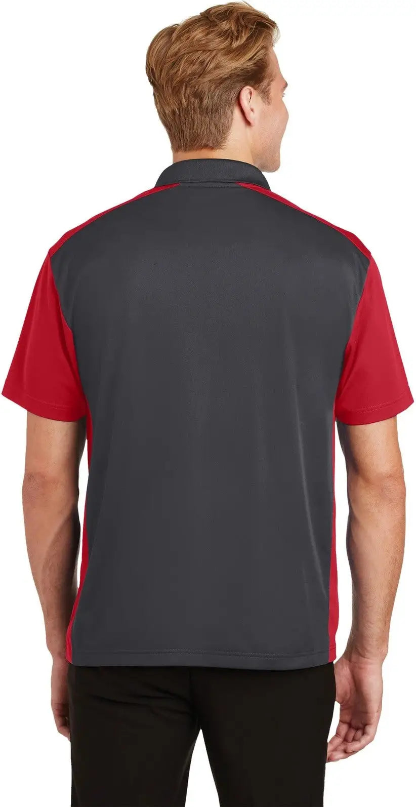 Sport-tek St652 Colorblock Micropique Sport-wick Polo - Iron Gray True Red