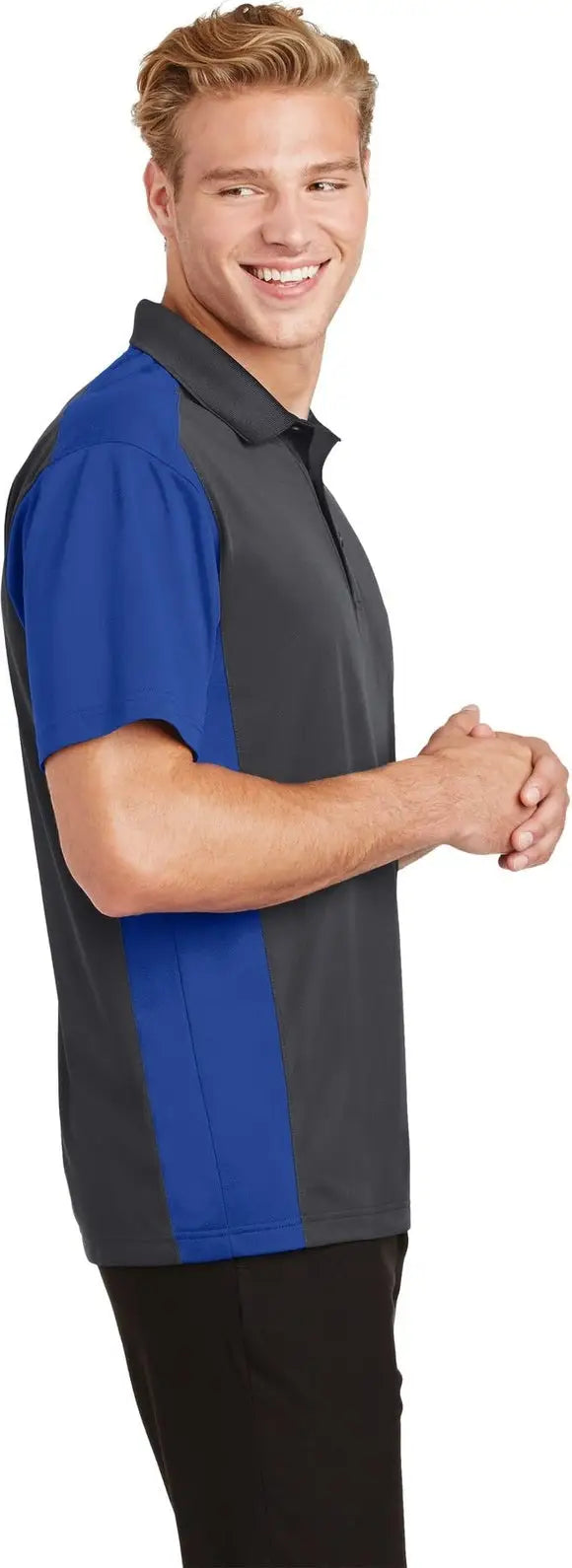 Sport-tek St652 Colorblock Micropique Sport-wick Polo - Iron Gray True Royal