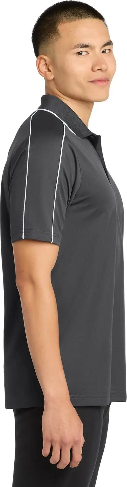 Sport-tek St653 Micropique Sport-wick Piped Polo - Iron Gray White