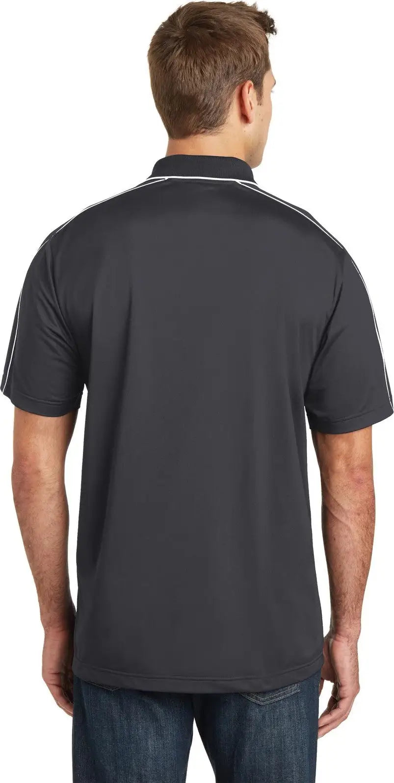 Sport-tek St653 Micropique Sport-wick Piped Polo - Iron Gray White