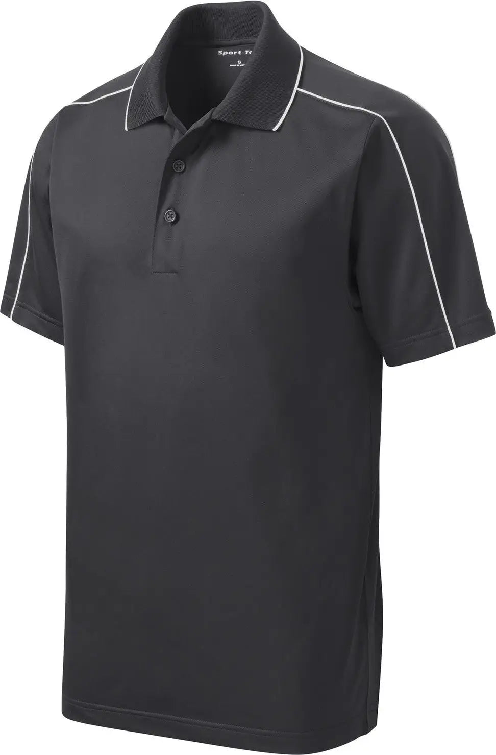 Sport-tek St653 Micropique Sport-wick Piped Polo - Iron Gray White