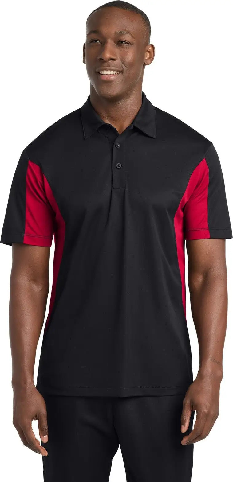 Sport-tek St655 Side Blocked Micropique Sport-wick Polo - Black Deep Red
