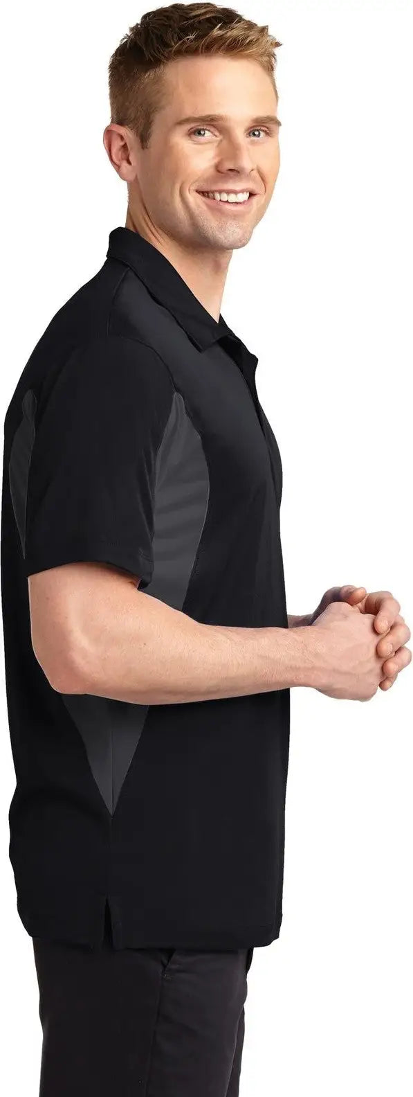 Sport-tek St655 Side Blocked Micropique Sport-wick Polo - Black Iron Gray
