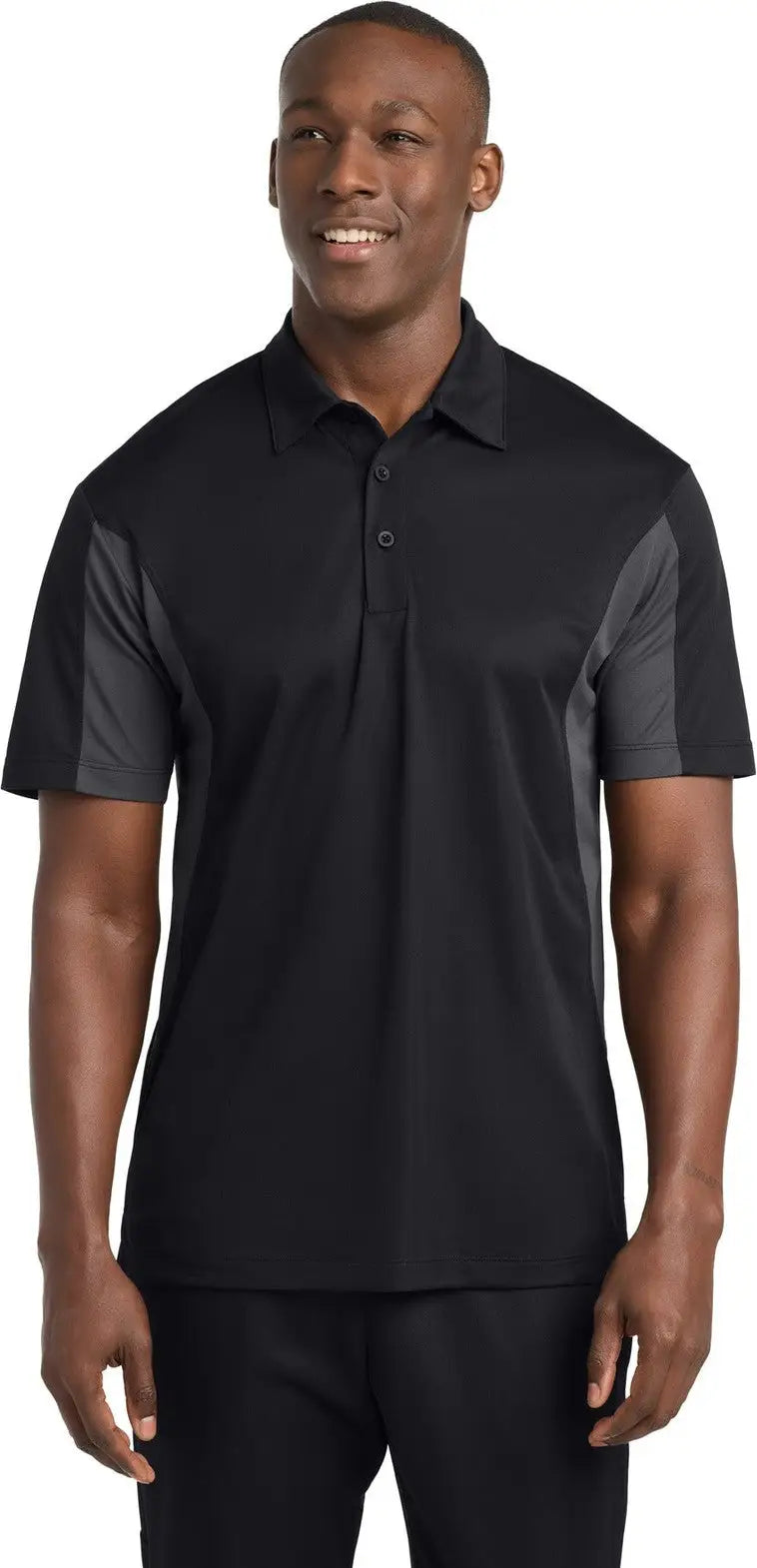 Sport-tek St655 Side Blocked Micropique Sport-wick Polo - Black Iron Gray