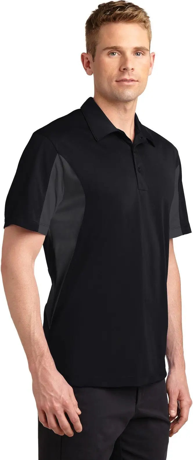 Sport-tek St655 Side Blocked Micropique Sport-wick Polo - Black Iron Gray