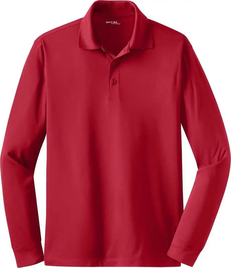 Sport Tek St657 Long Sleeve Micropique Wick Polo Deep Red