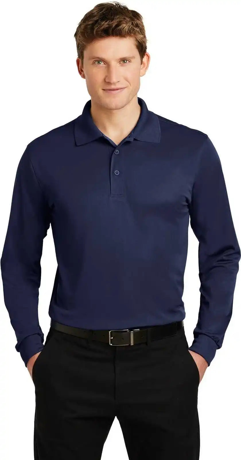 Sport-tek St657 Long Sleeve Micropique Sport-wick Polo - True Navy