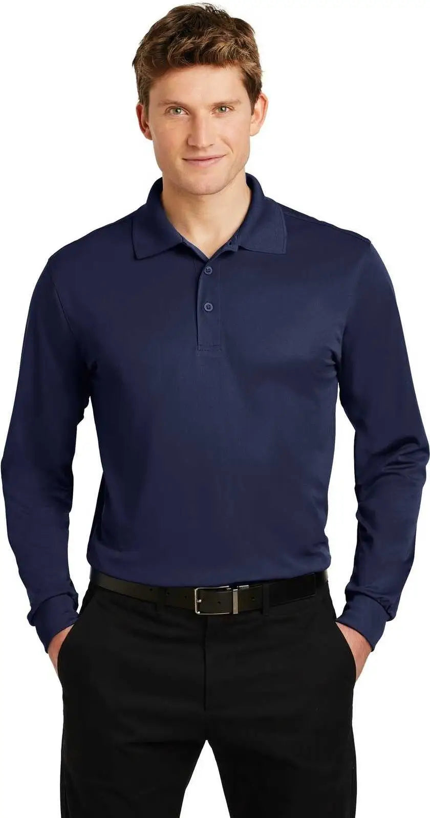 Sport-tek St657 Long Sleeve Micropique Sport-wick Polo - True Navy