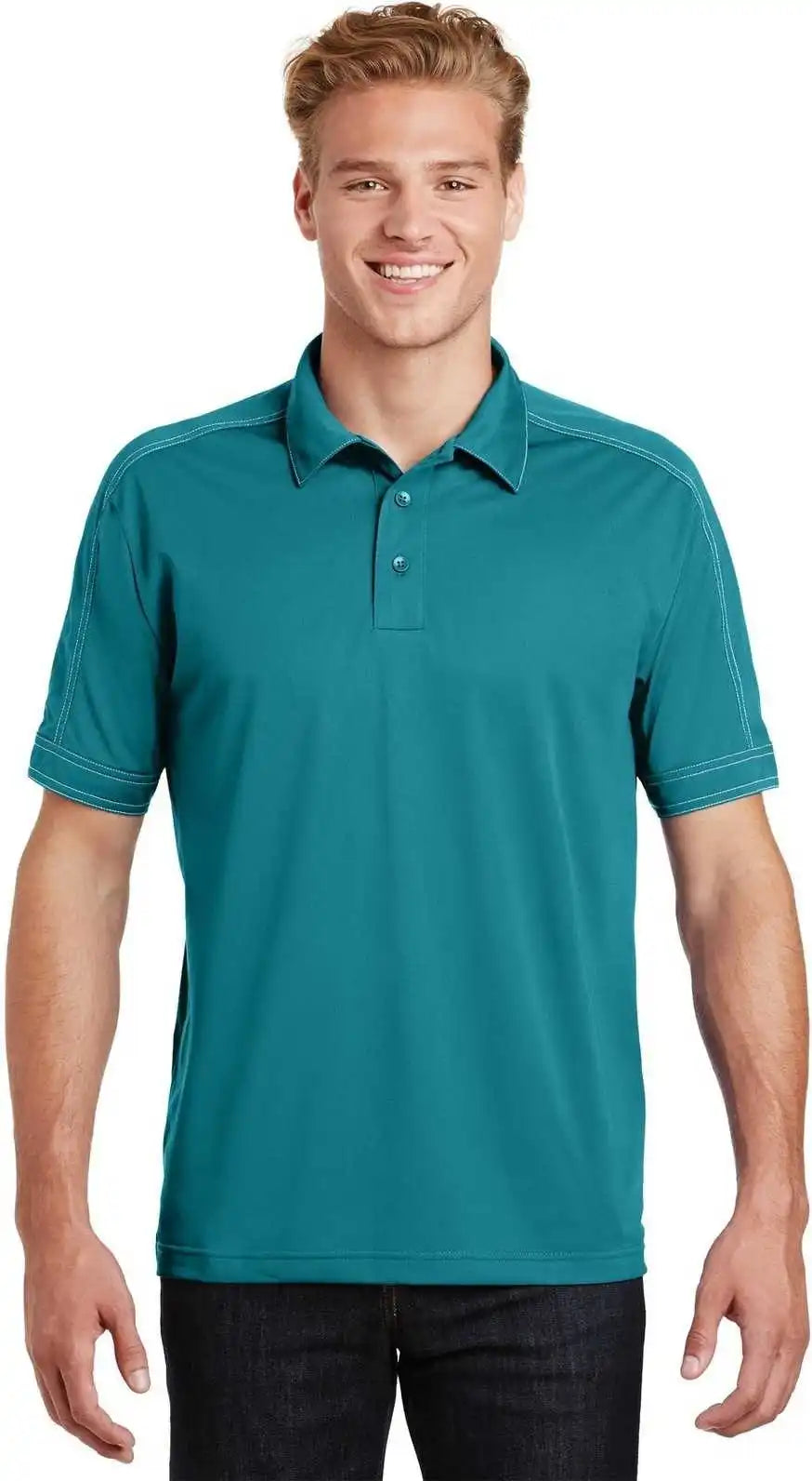 Sport-tek St659 Contrast Stitch Micropique Sport-wick Polo - Tropic Blue