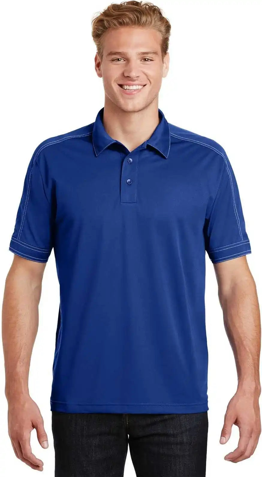 Sport-tek St659 Contrast Stitch Micropique Sport-wick Polo - True Royal