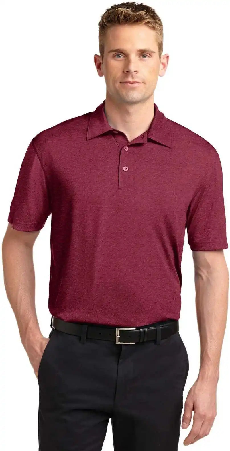 Sport Tek St660 Heather Contender Polo Cardinal